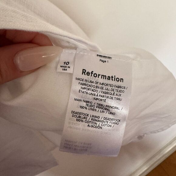 NWT Reformation White Pearson Linen Mini Dress Size 10 - Picture 6 of 7